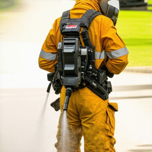 Expert Power Washing Techniques Professional power washer using advanced nozzles and safety equipment