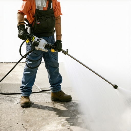 Professional Power Washing Technique Expert using rotary nozzle for concrete cleaning