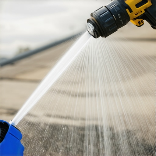 Advanced Nozzle and Sensor Setup for Precise Power Washing Close-up of a power washer nozzle with environmental sensors for precise control