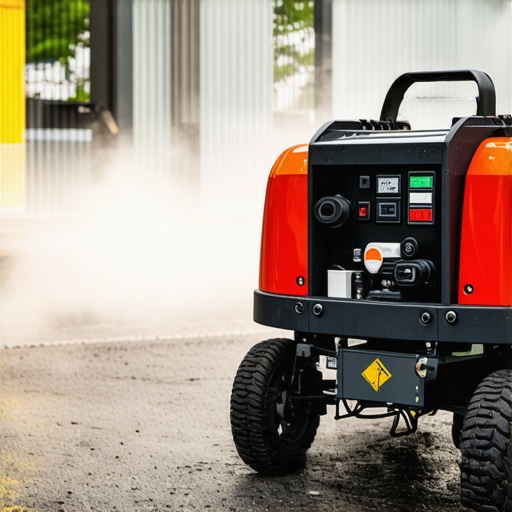 Modern power washing equipment with smart technology and eco-friendly detergents in action.