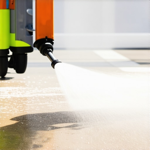 Power Washer Nozzle Adjustment for Surface Safety Close-up of a power washer nozzle demonstrating spray adjustment for various surfaces.