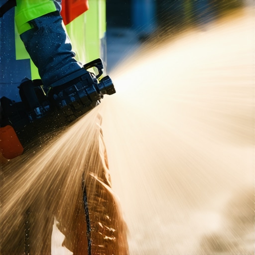 Pro Power Washing Equipment in Use Professional power washer spraying surface with equipment