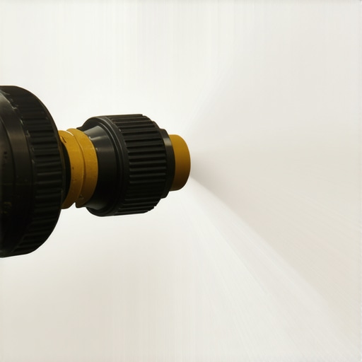 Close-up of power washer nozzle with adjustable settings in use on exterior surface