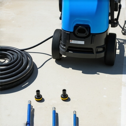 Power washing tools including nozzles, surface cleaner, hoses, and safety gear