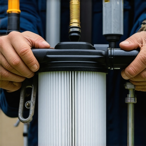 Technician inspecting and cleaning a power washer filter and nozzle to restore pressure