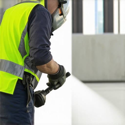 Professional worker operating a power washer on a building