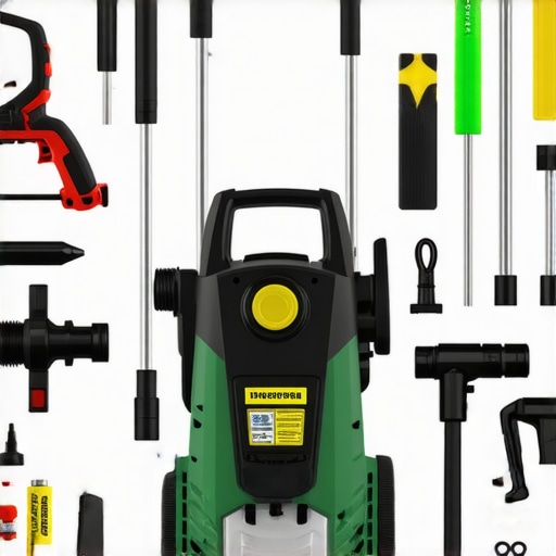 Power washer tools for maintenance and efficiency A technician's workspace with power washing equipment and tools ready for use