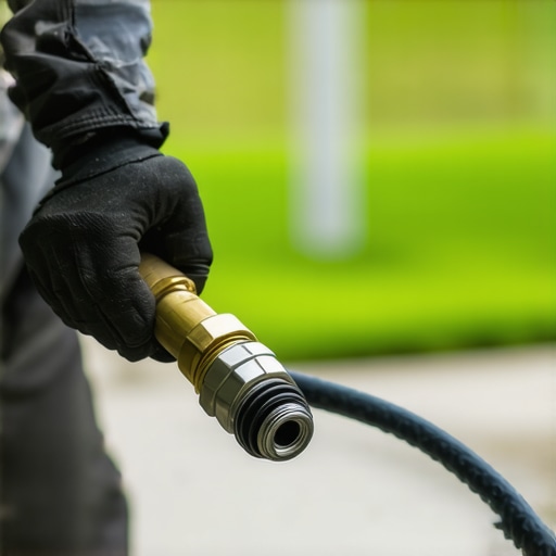 Person tightening fittings on a power washer hose to reduce vibration